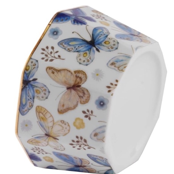 Ceramic paper clip or pin holder with butterflies and gold trim NWT - Picture 4 of 6
